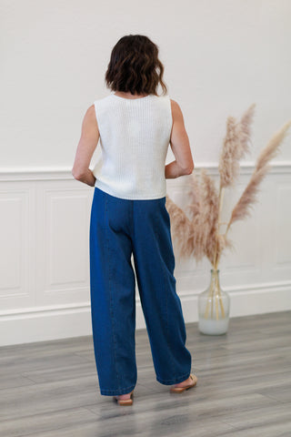 Drawstring Waist Relaxed Denim Pant in Indigo