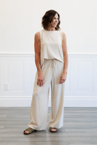 Linen Blend Pants in Natural