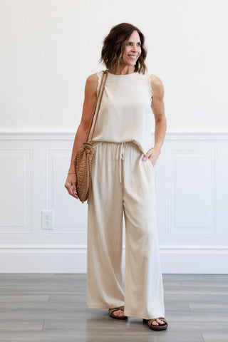 Linen Blend Pants in Natural