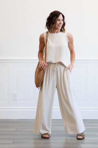 Linen Blend Pants in Natural