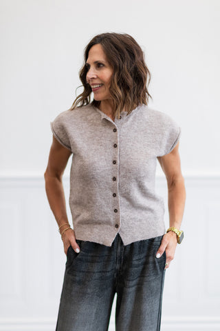 Button Front Knit Sweater