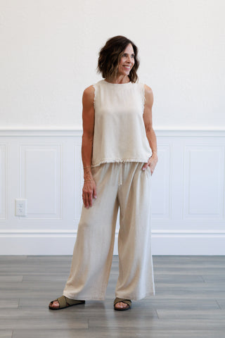 Linen Blend Pants in Natural