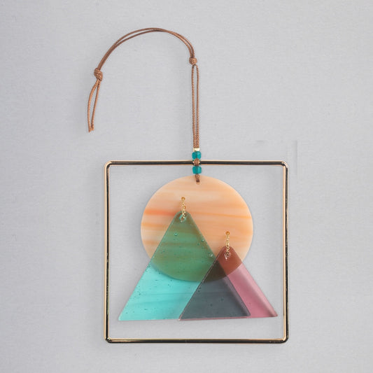 Stained Glass Sunset Mountain Light Catcher