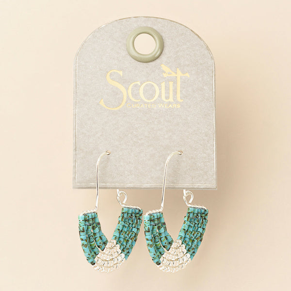 Chromacolor Miyuki U-Hoop Earring - Speckled Turquoise/Silver