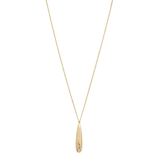 Metal Teardrop Pendant Long Gold Necklace