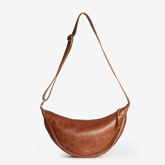 Leather Moon Sling bag in Vintage Brown