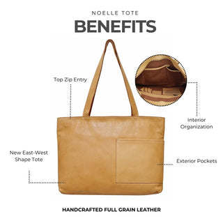 Latico Leathers Noelle Full-Grain Leather Tote Bag in Cognac