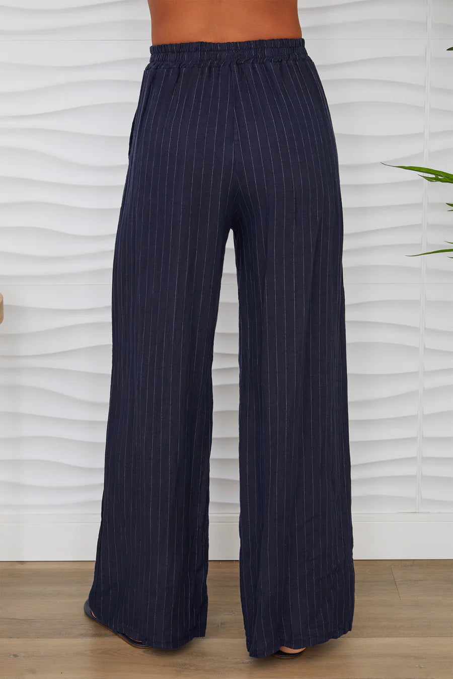 Pinstripe Linen Trouser in Navy