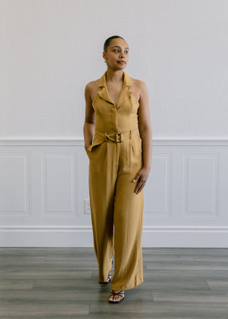 Halter Jumpsuit in Mustard