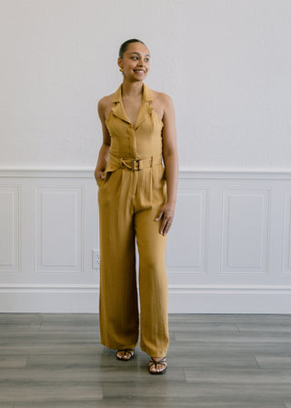 Halter Jumpsuit in Mustard