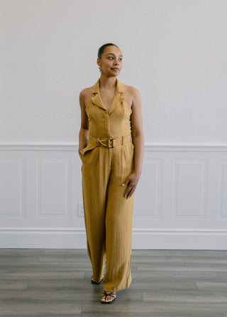 Halter Jumpsuit in Mustard