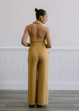Halter Jumpsuit in Mustard