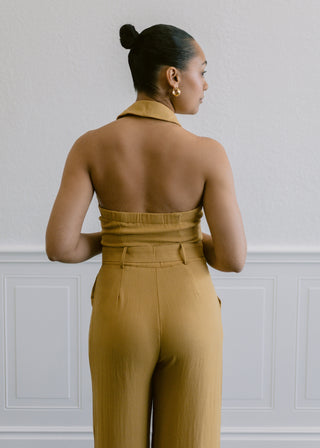 Halter Jumpsuit in Mustard