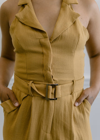 Halter Jumpsuit in Mustard