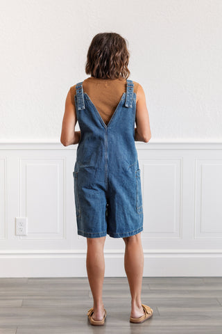 Front Button Denim Romper