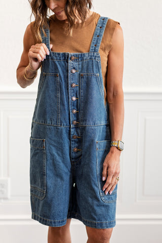 Front Button Denim Romper