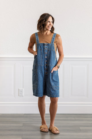 Front Button Denim Romper