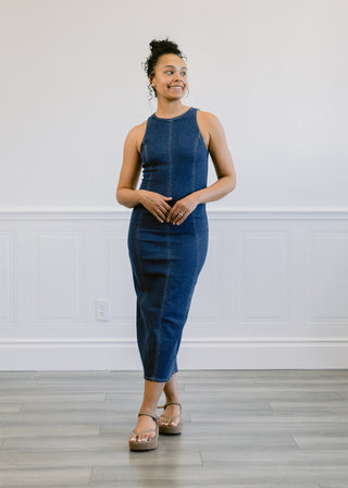 Sleeveless Denim Midi Dress