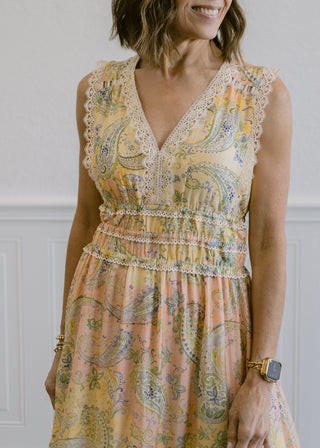 Floral Lace Trim Maxi Dress