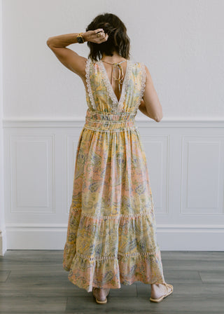 Floral Lace Trim Maxi Dress