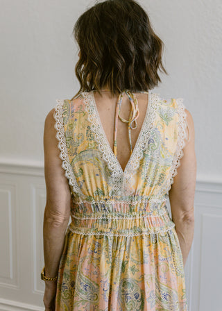 Floral Lace Trim Maxi Dress