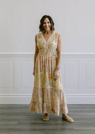 Floral Lace Trim Maxi Dress