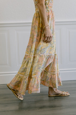 Floral Lace Trim Maxi Dress