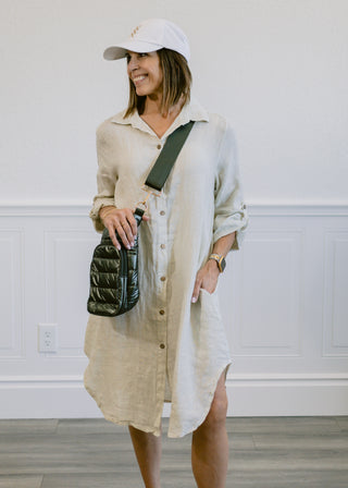 Italian Linen Button Front Dress