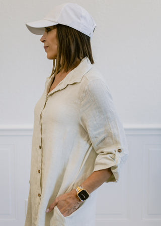 Italian Linen Button Front Dress