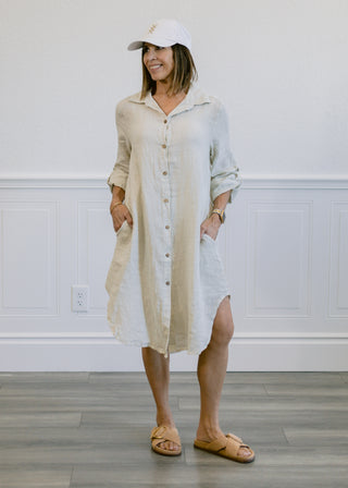 Italian Linen Button Front Dress