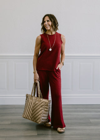 Slub Tank & Pant Set in Cabernet