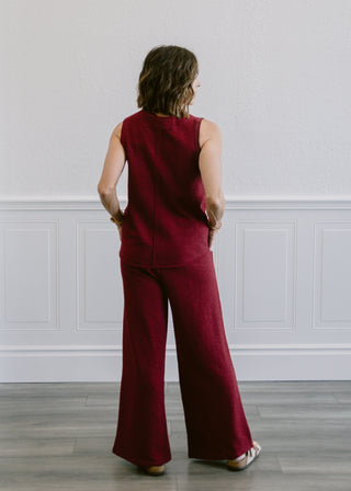Slub Tank & Pant Set in Cabernet