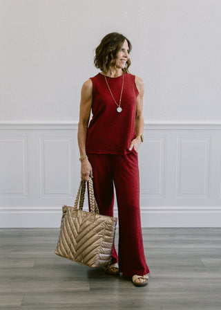 Slub Tank & Pant Set in Cabernet