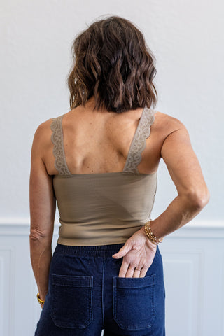Scallop Edge Lace Bralette in Stone