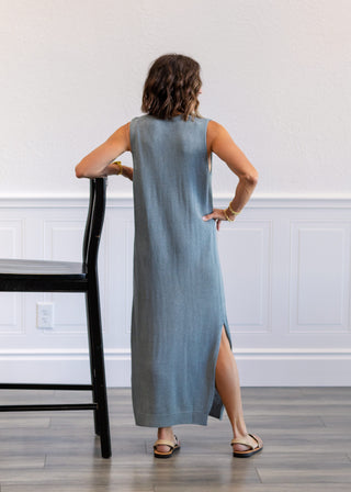 Midnight Ease Knit Dress in Slate Blue