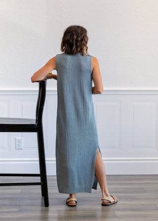 Midnight Ease Knit Dress in Slate Blue