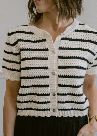 Scallop Edge Short Sleeve Cardigan