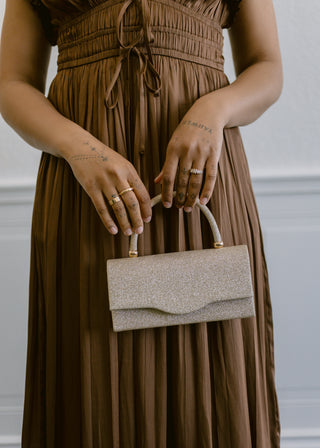 Shania Pleated Midi Dress in Chocolate