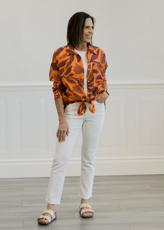 Double Button Straight Jeans in Off White