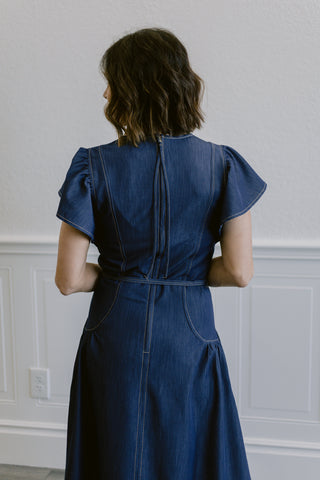 Flutter Sleeve Waist Tie Dress