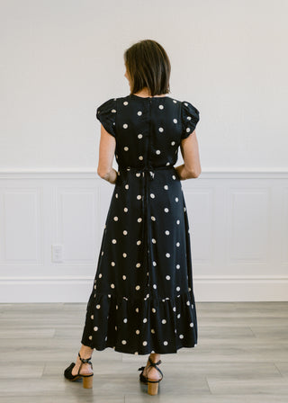 Polka Dot Midi Dress in Black