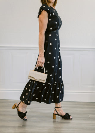 Polka Dot Midi Dress in Black