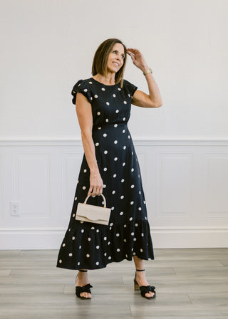 Polka Dot Midi Dress in Black