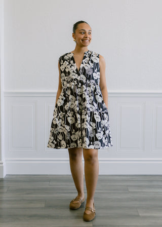 Surplice Tiered Mini Dress