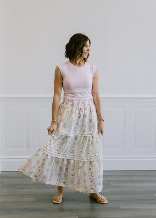 Tiered Floral Maxi Skirt