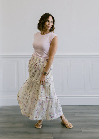 Tiered Floral Maxi Skirt