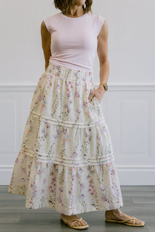 Tiered Floral Maxi Skirt