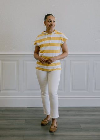 Double Button Straight Jeans in Off White