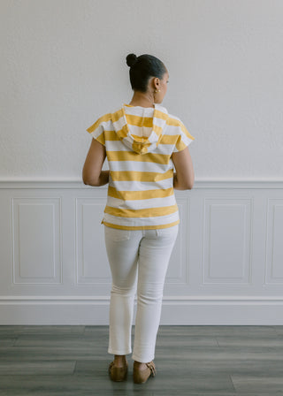 Double Button Straight Jeans in Off White