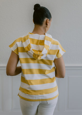 Thick Stripe Yellow Hoodie Tee